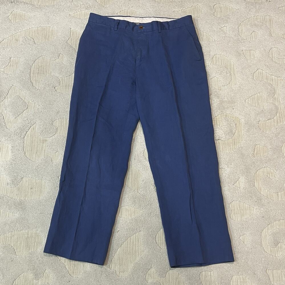 Polo Ralph Lauren Linen Silk Preston Fit Pants Mens 32x26 Blue Chino Flat Front